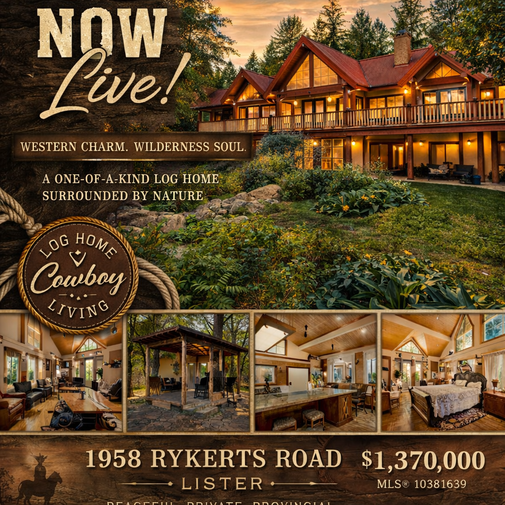 1958 Rykerts Road- Stunning Log Home with Shop on 2.62 Acres in Lister